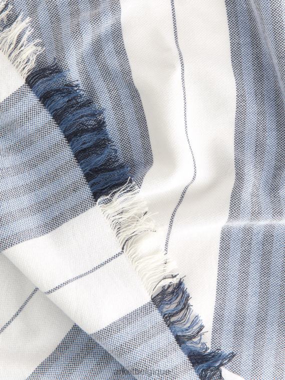 ARKET couverture de plage en coton unisexe blanc bleu T46DR1357 articles ménagers