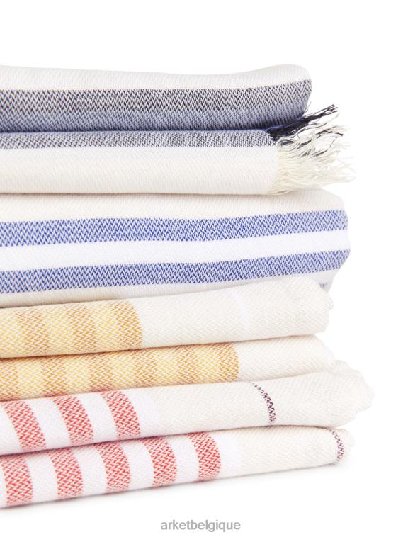 ARKET couverture de plage en coton unisexe blanc bleu T46DR1357 articles ménagers