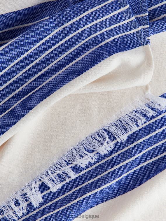 ARKET couverture de plage en coton unisexe bleu blanc T46DR631 articles ménagers
