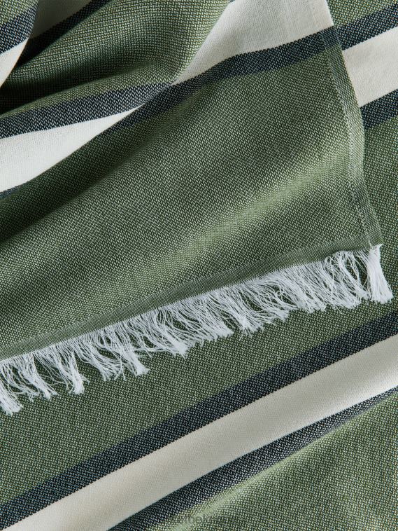 ARKET couverture de plage en coton unisexe vert/blanc cassé T46DR634 articles ménagers