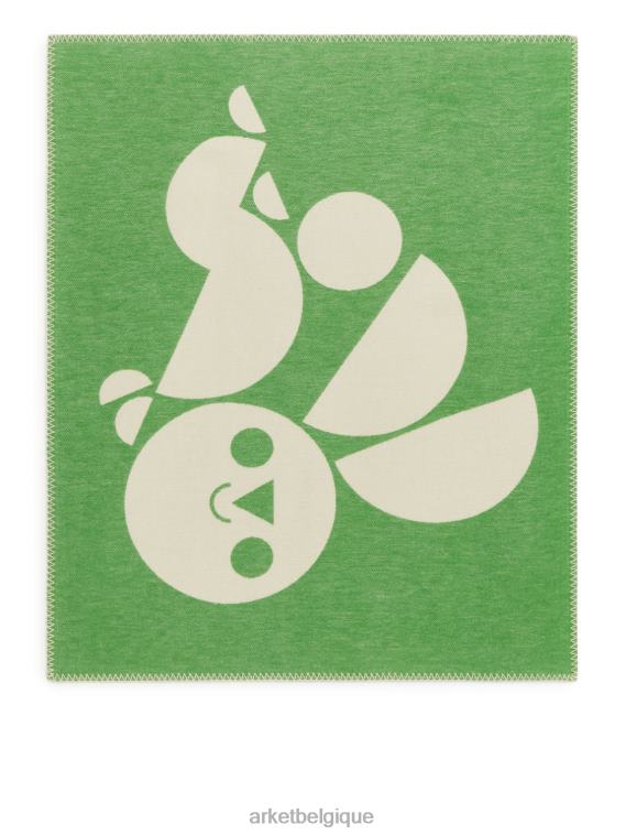 ARKET couverture en coton édition artiste unisexe vert blanc T46DR1745 articles ménagers