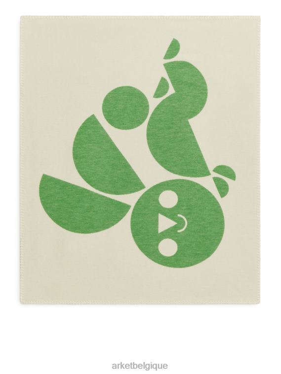 ARKET couverture en coton édition artiste unisexe vert blanc T46DR1745 articles ménagers