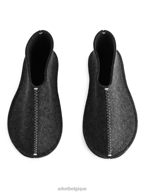 ARKET pantoufles en laine pia wallen unisexe mélange gris foncé T46DR721 articles ménagers