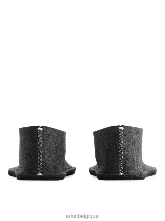 ARKET pantoufles en laine pia wallen unisexe mélange gris foncé T46DR721 articles ménagers