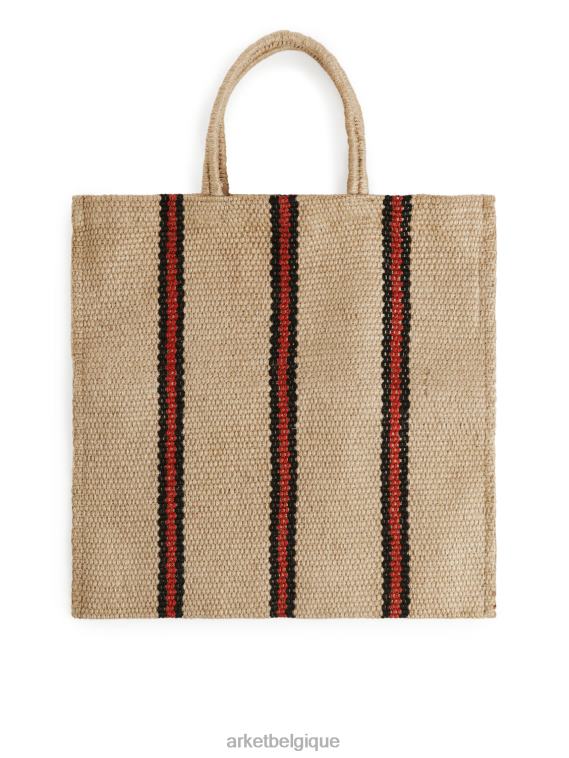 ARKET sacs à tortues fourre-tout rayé unisexe beige/rouge T46DR1356 articles ménagers