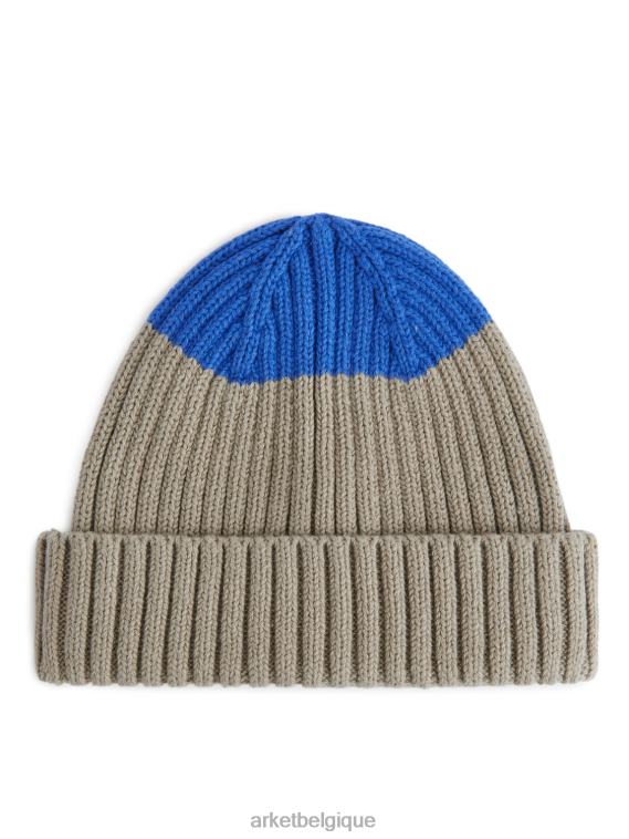 ARKET bonnet bébé en tricot côtelé enfants bleu/beige T46DR1776 accessoires