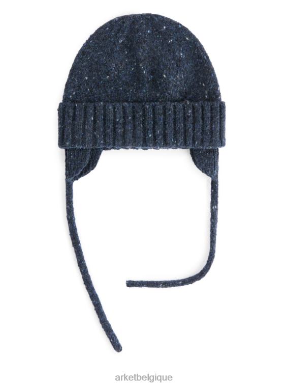 ARKET bonnet à oreillettes en laine neps enfants bleu foncé T46DR1777 accessoires