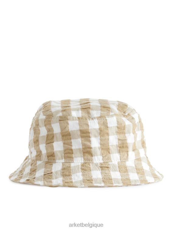 ARKET chapeau bob en seersucker enfants beige/blanc T46DR1691 accessoires