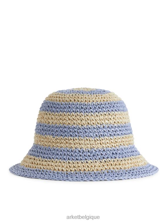 ARKET chapeau de paille enfants beige/bleu clair T46DR1637 accessoires