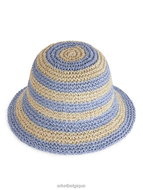 ARKET chapeau de paille enfants beige/bleu clair T46DR1637 accessoires