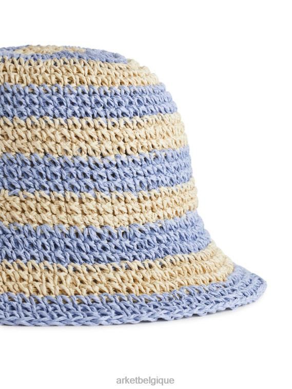 ARKET chapeau de paille enfants beige/bleu clair T46DR1637 accessoires