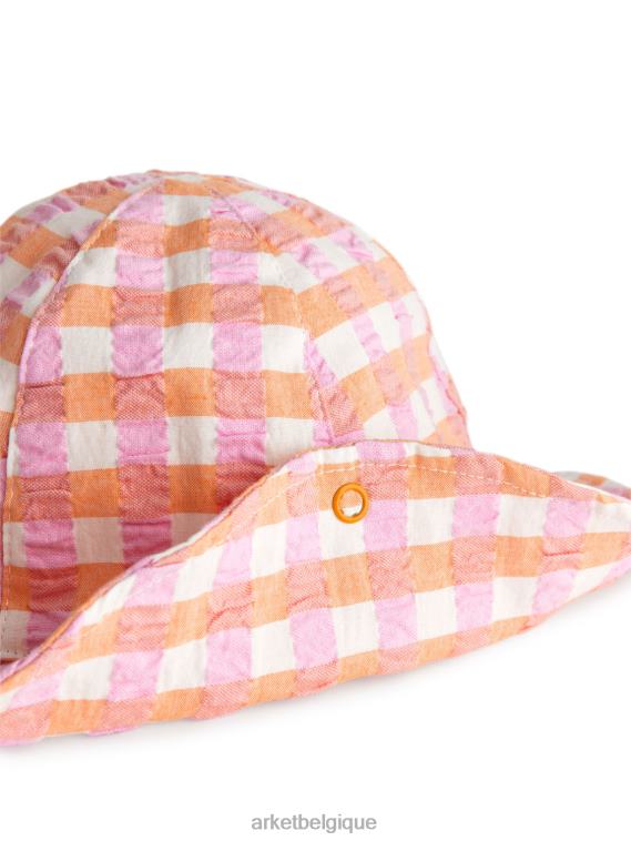 ARKET chapeau de soleil en seersucker enfants orange/chèque T46DR1636 accessoires