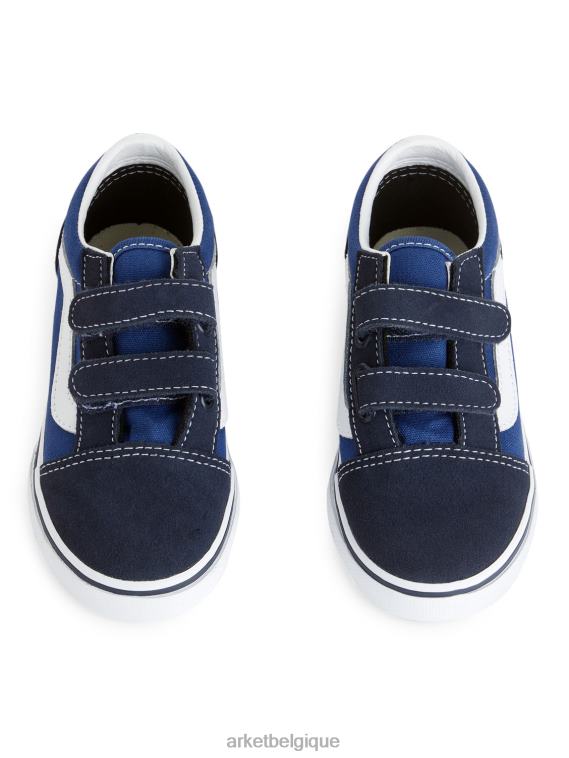 ARKET vans old skool - baskets à crochets et boucles pour tout-petits enfants bleu foncé/blanc T46DR1398 chaussure