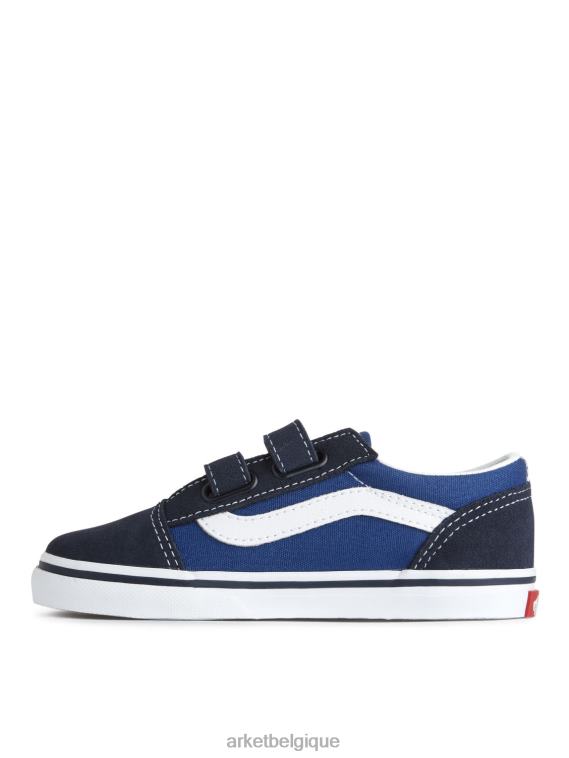 ARKET vans old skool - baskets à crochets et boucles pour tout-petits enfants bleu foncé/blanc T46DR1398 chaussure