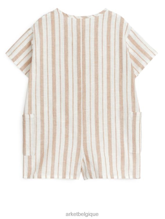 ARKET barboteuse en lin enfants beige/rayures T46DR1700 vêtements