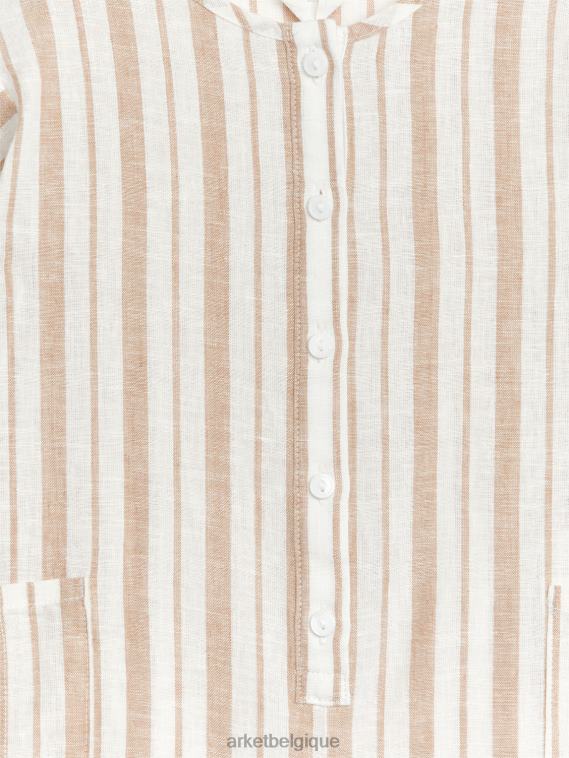 ARKET barboteuse en lin enfants beige/rayures T46DR1700 vêtements