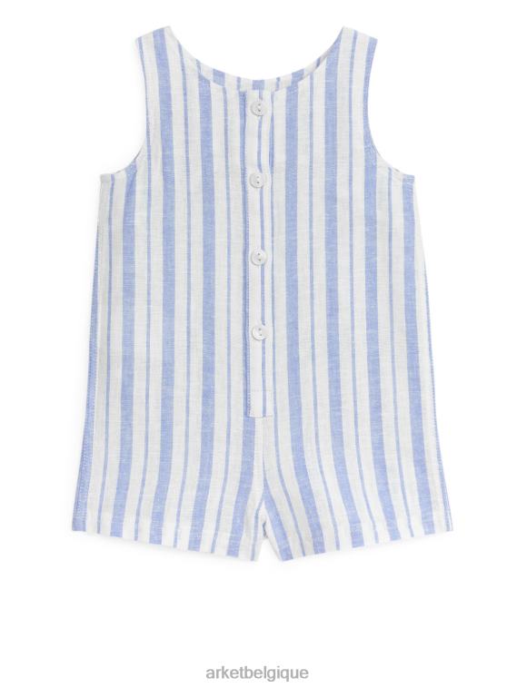 ARKET barboteuse sans manches en coton et lin enfants bleu/rayures T46DR1701 vêtements