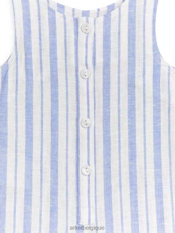 ARKET barboteuse sans manches en coton et lin enfants bleu/rayures T46DR1701 vêtements
