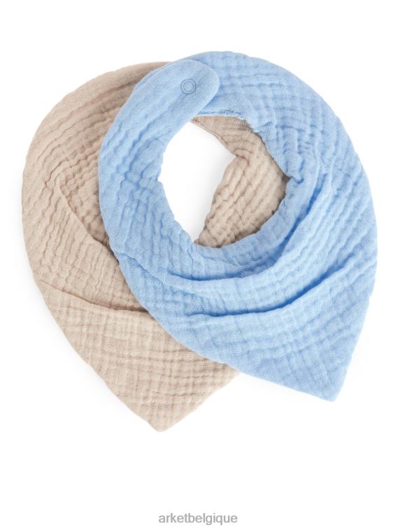 ARKET bavoir en étamine, lot de 2 enfants bleu clair/beige T46DR1692 vêtements