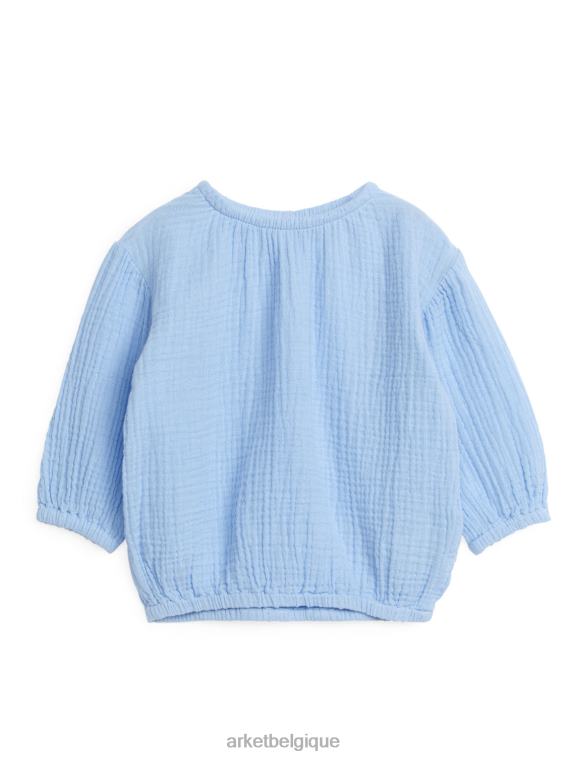 ARKET blouse en étamine à manches ballon enfants bleu clair T46DR1718 vêtements