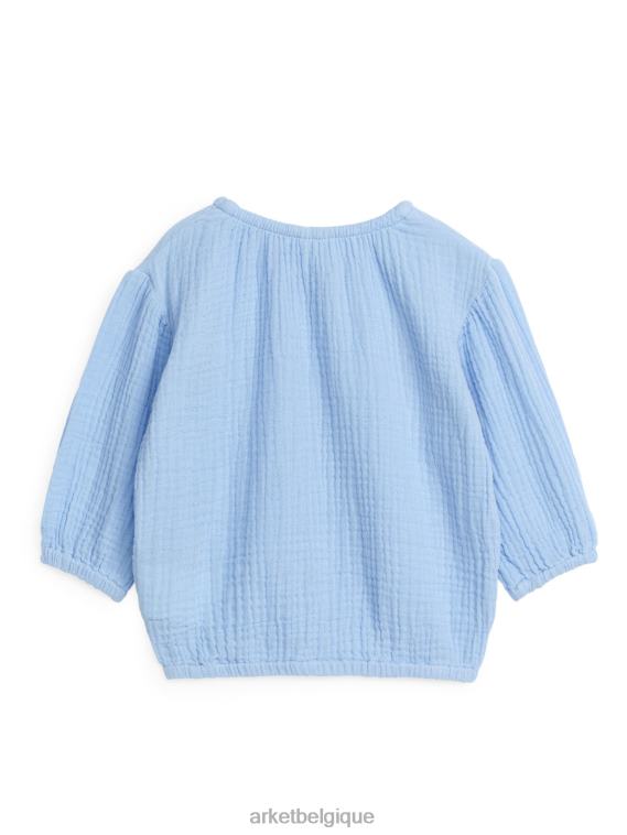 ARKET blouse en étamine à manches ballon enfants bleu clair T46DR1718 vêtements