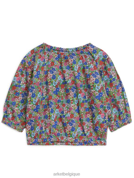 ARKET blouse à manches ballon enfants bleu/fleuri T46DR1731 vêtements