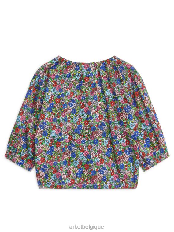 ARKET blouse à manches ballon enfants bleu/fleuri T46DR1731 vêtements