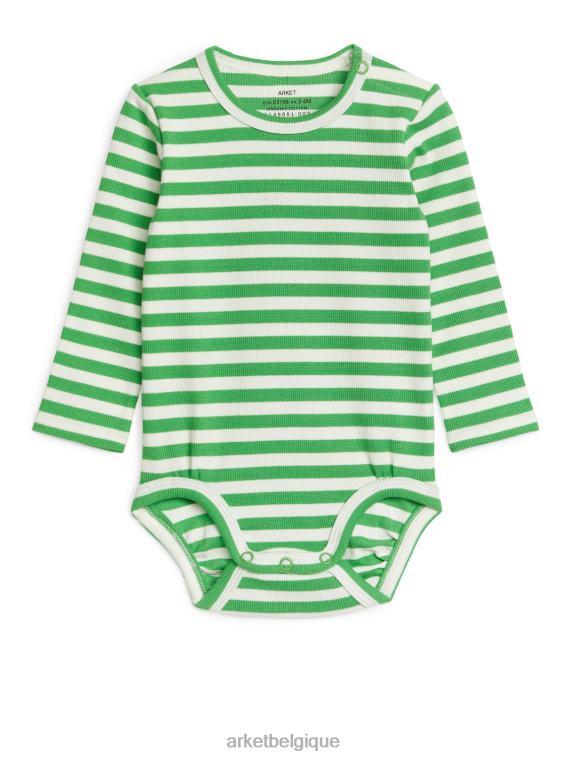 ARKET body côtelé à manches longues enfants vert blanc T46DR1712 vêtements