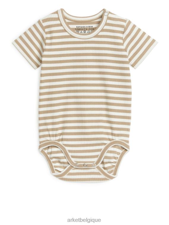 ARKET body à manches courtes en coton enfants beige/blanc cassé T46DR1750 vêtements