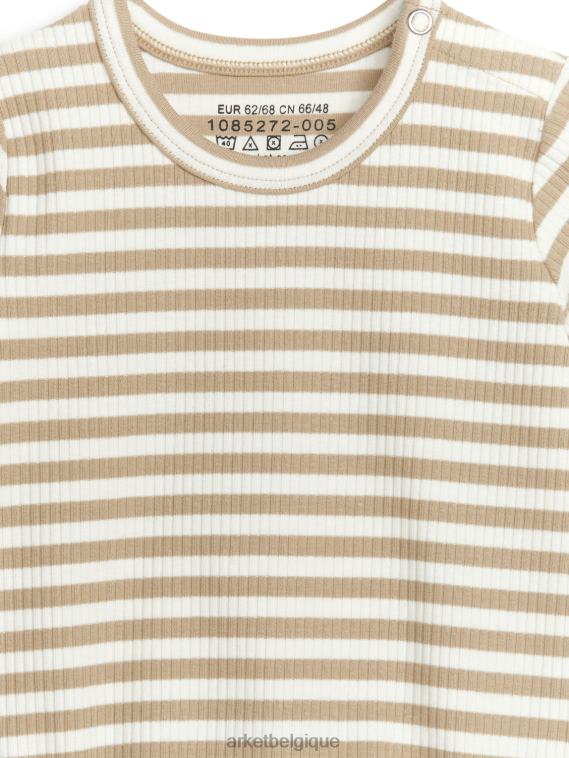 ARKET body à manches courtes en coton enfants beige/blanc cassé T46DR1750 vêtements