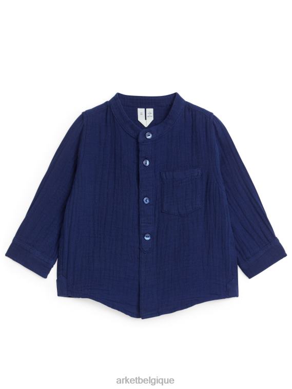 ARKET chemise en mousseline de coton enfants bleu foncé T46DR1717 vêtements