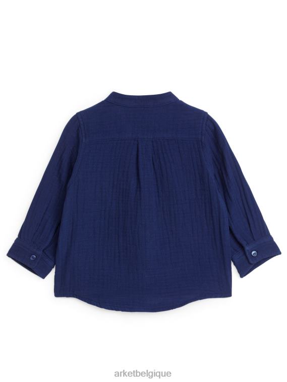 ARKET chemise en mousseline de coton enfants bleu foncé T46DR1717 vêtements