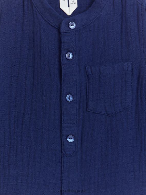 ARKET chemise en mousseline de coton enfants bleu foncé T46DR1717 vêtements