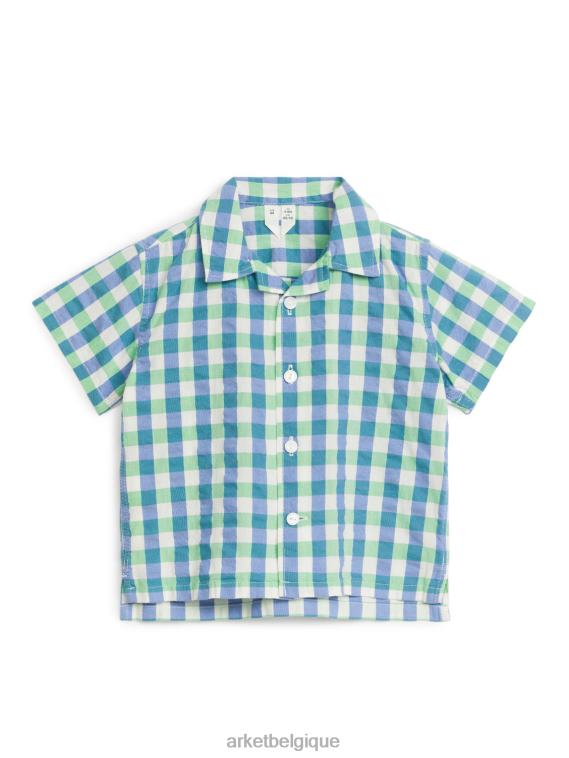 ARKET chemise en seersucker enfants vert bleu T46DR1704 vêtements