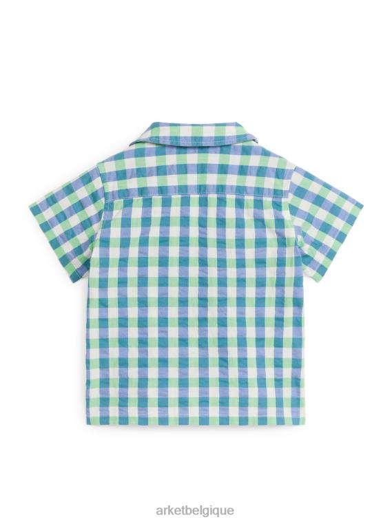 ARKET chemise en seersucker enfants vert bleu T46DR1704 vêtements