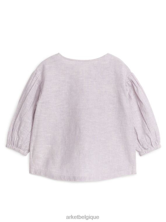 ARKET chemisier en lin enfants lilas/blanc T46DR1757 vêtements
