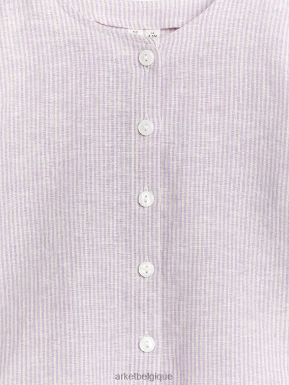 ARKET chemisier en lin enfants lilas/blanc T46DR1757 vêtements