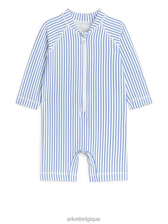 ARKET combinaison de bain longue en seersucker anti-uv enfants bleu/rayure T46DR1752 vêtements