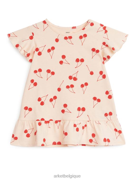 ARKET robe en jersey à volants enfants orange clair/cerises T46DR1690 vêtements