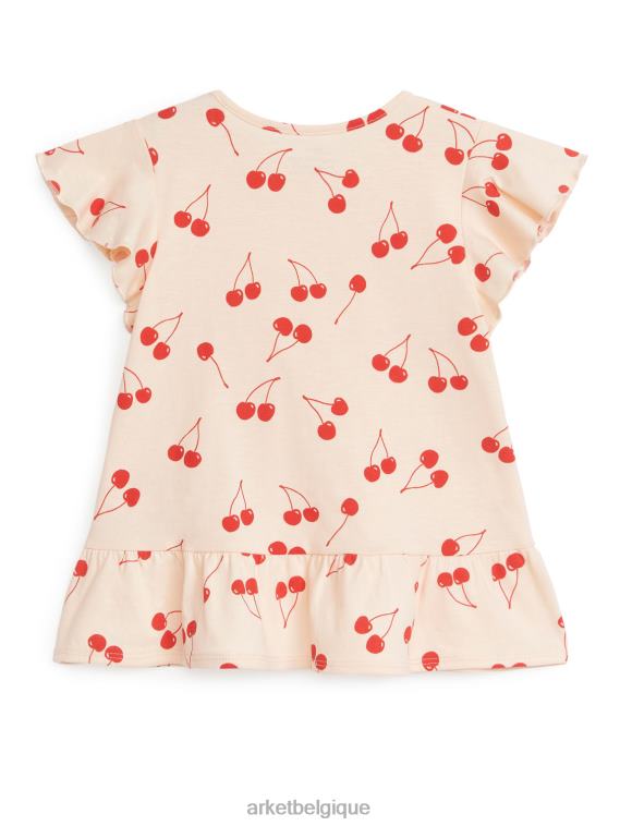 ARKET robe en jersey à volants enfants orange clair/cerises T46DR1690 vêtements