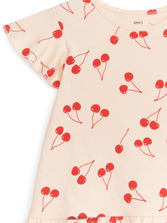 ARKET robe en jersey à volants enfants orange clair/cerises T46DR1690 vêtements