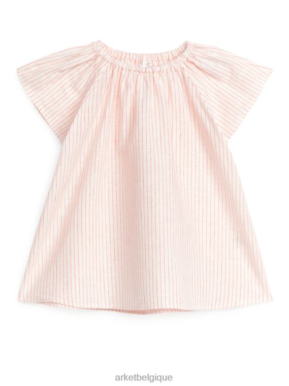 ARKET robe en lin et coton enfants blanc cassé/orange T46DR1720 vêtements