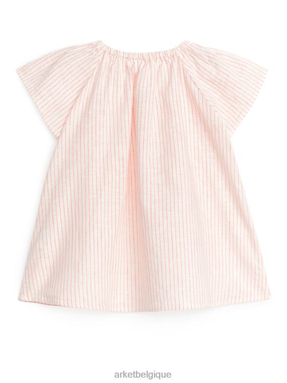 ARKET robe en lin et coton enfants blanc cassé/orange T46DR1720 vêtements