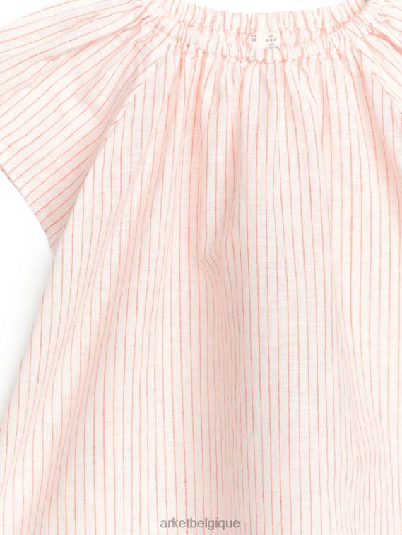 ARKET robe en lin et coton enfants blanc cassé/orange T46DR1720 vêtements