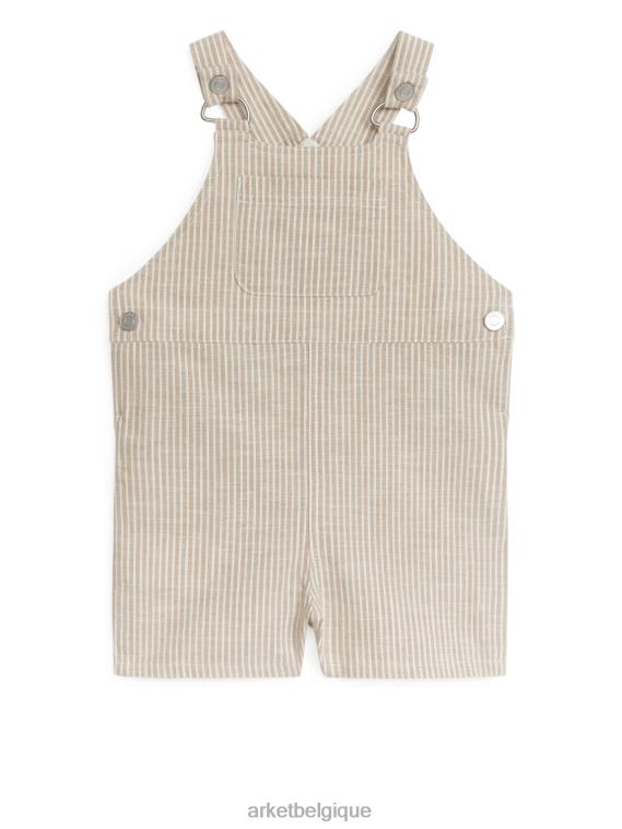ARKET salopette courte en coton enfants beige/blanc T46DR1714 vêtements