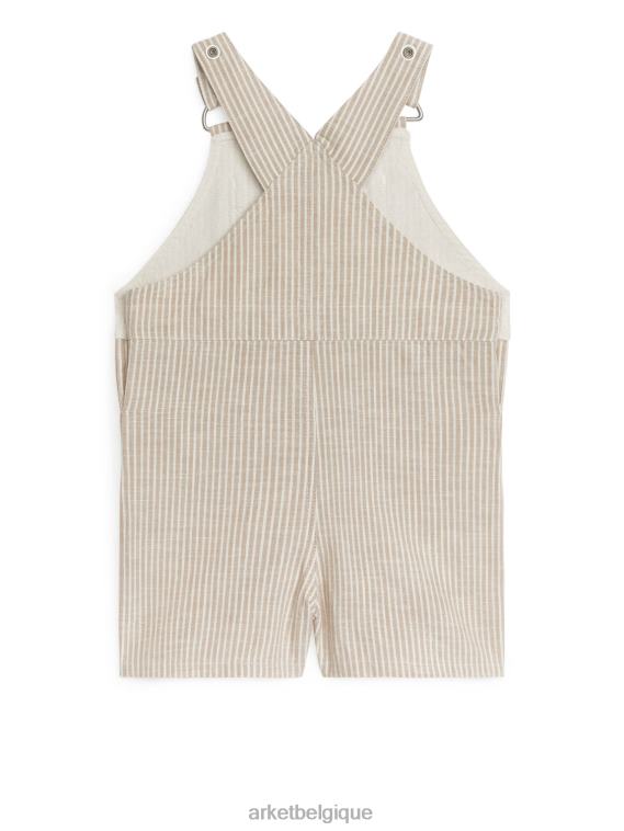 ARKET salopette courte en coton enfants beige/blanc T46DR1714 vêtements