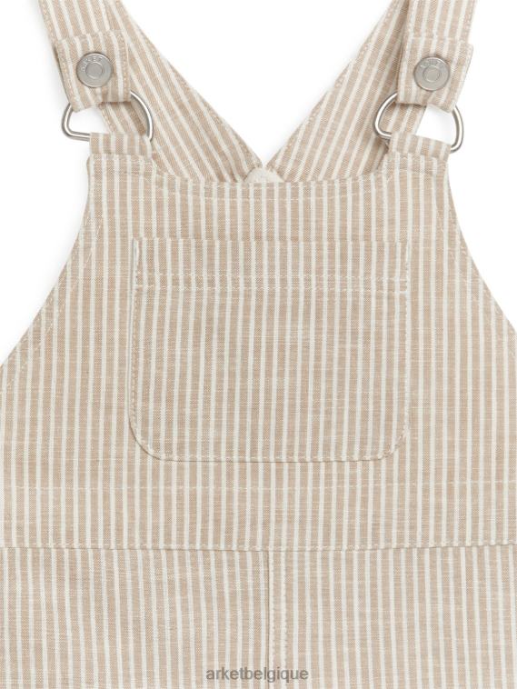 ARKET salopette courte en coton enfants beige/blanc T46DR1714 vêtements
