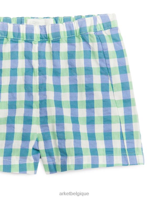 ARKET short en seersucker enfants vert bleu T46DR1705 vêtements