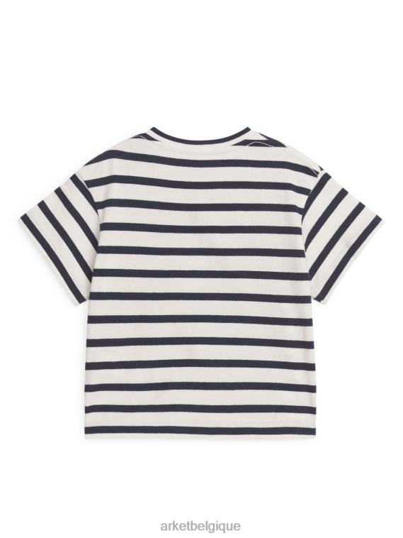 ARKET t-shirt à manches courtes enfants bleu foncé/blanc T46DR1723 vêtements