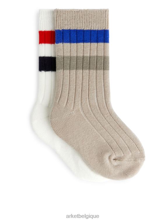ARKET chaussettes bébé côtelées enfants blanc/beige T46DR1782 vêtements